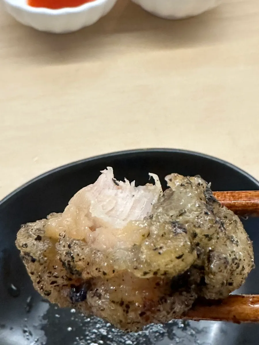 Black chicken karaage made with black sesame