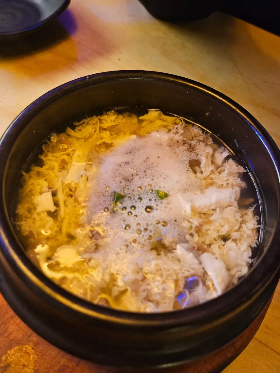 Basic egg soup served with unlimited refills