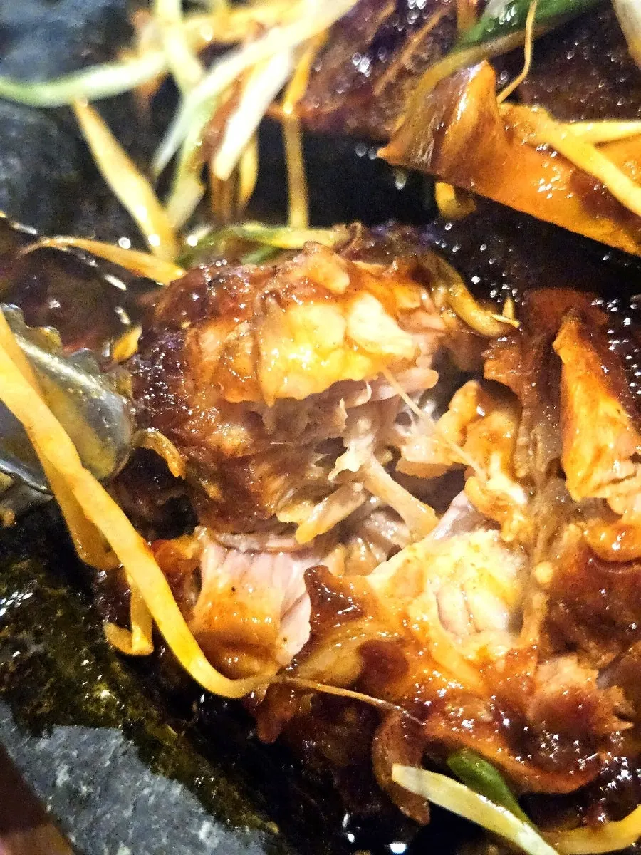 Meat picked off the bone from the bone grill