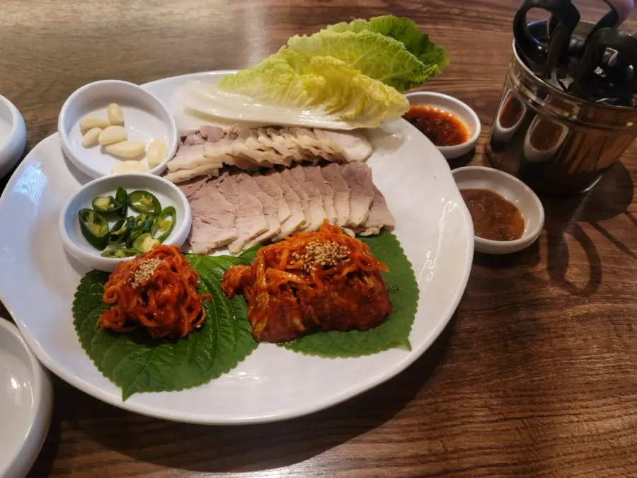 Menu and table setup before ordering at Sosa Myeonok