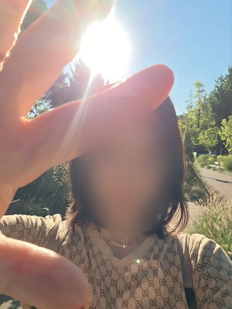 Glossy hair seen outdoors after the treatment