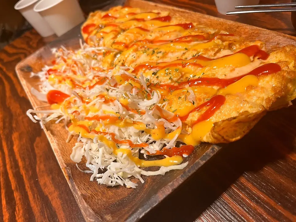 Cross-section of a slice of the egg roll