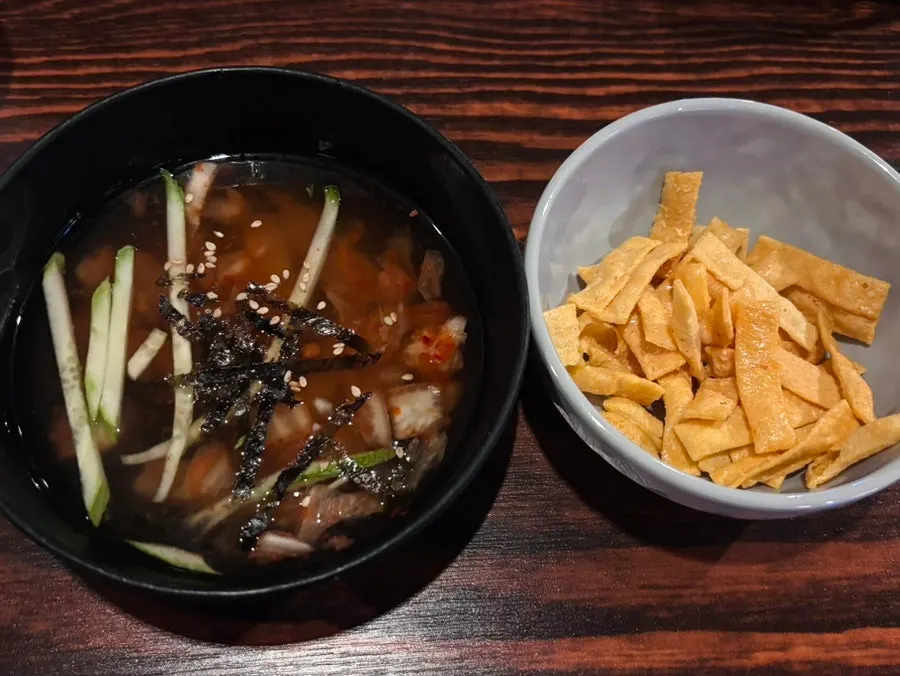 Saechamjip's side dish menu board