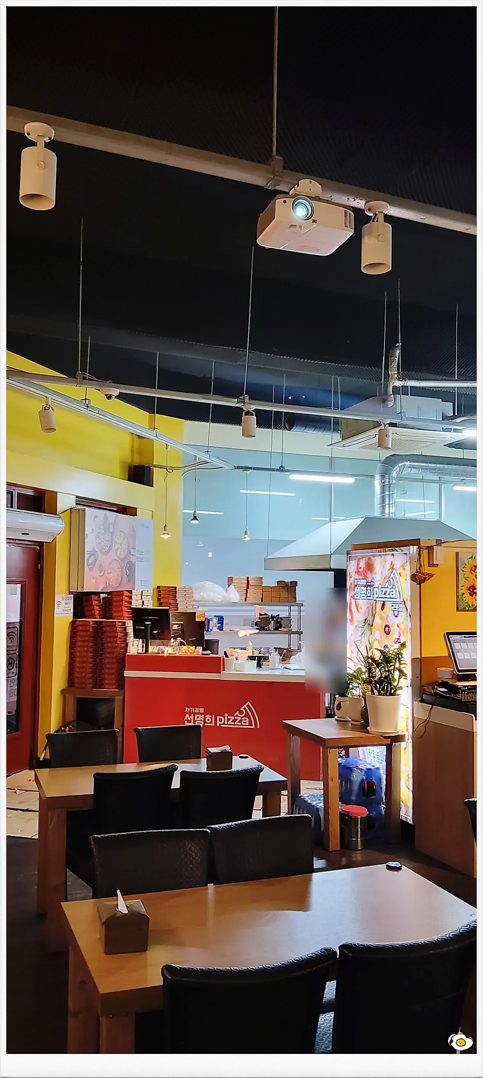 Vertical shot of the interior seating area