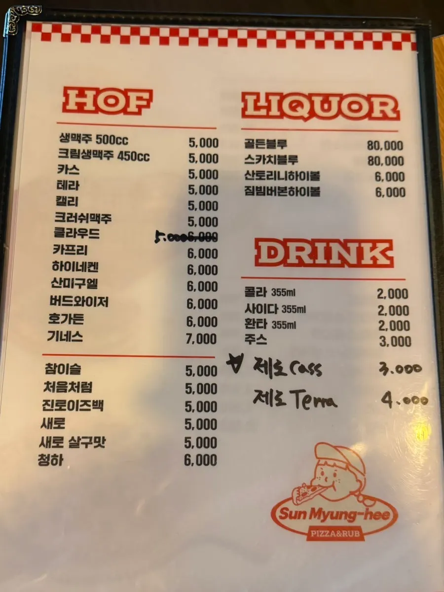 Menu board listing set menu options