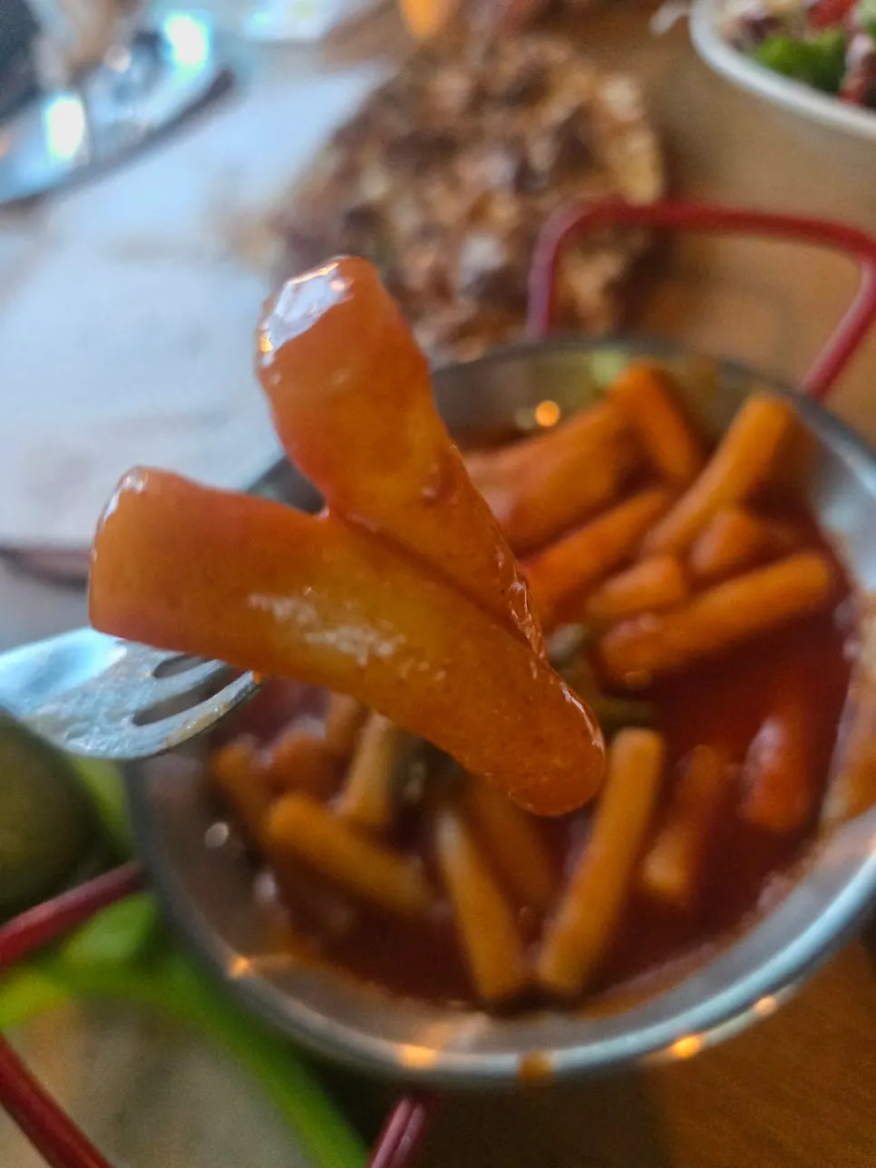 Close-up of the spicy tteokbokki