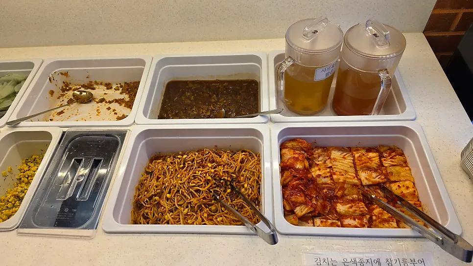 Shabu-shabu ingredients at the self-serve bar