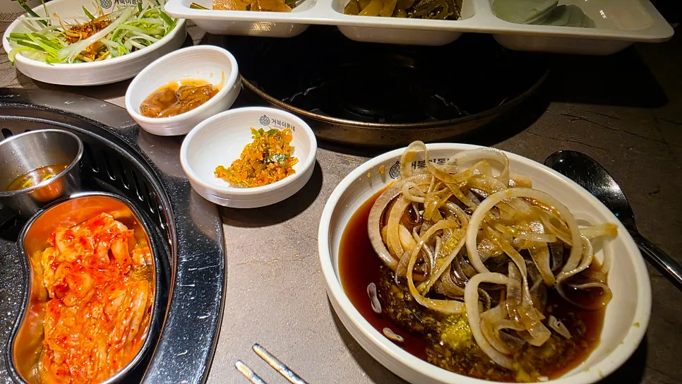 Grilled kimchi with a piece of meat