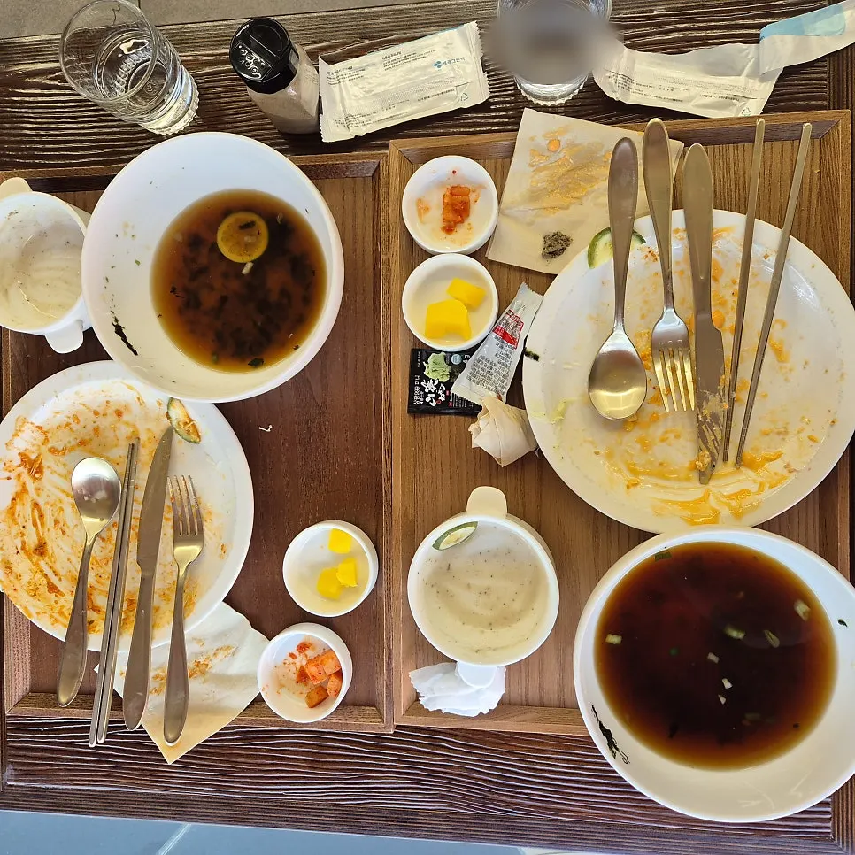 Empty plate after finishing the pork cutlet set