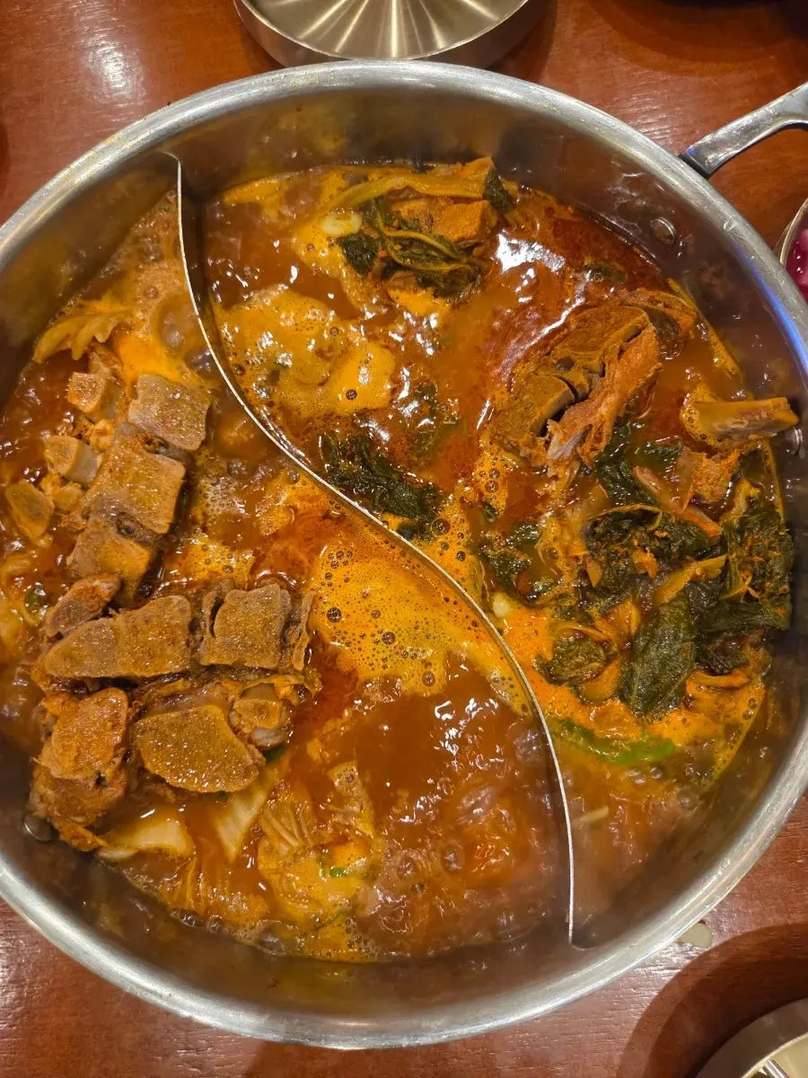 Gamjatang broth bubbling away