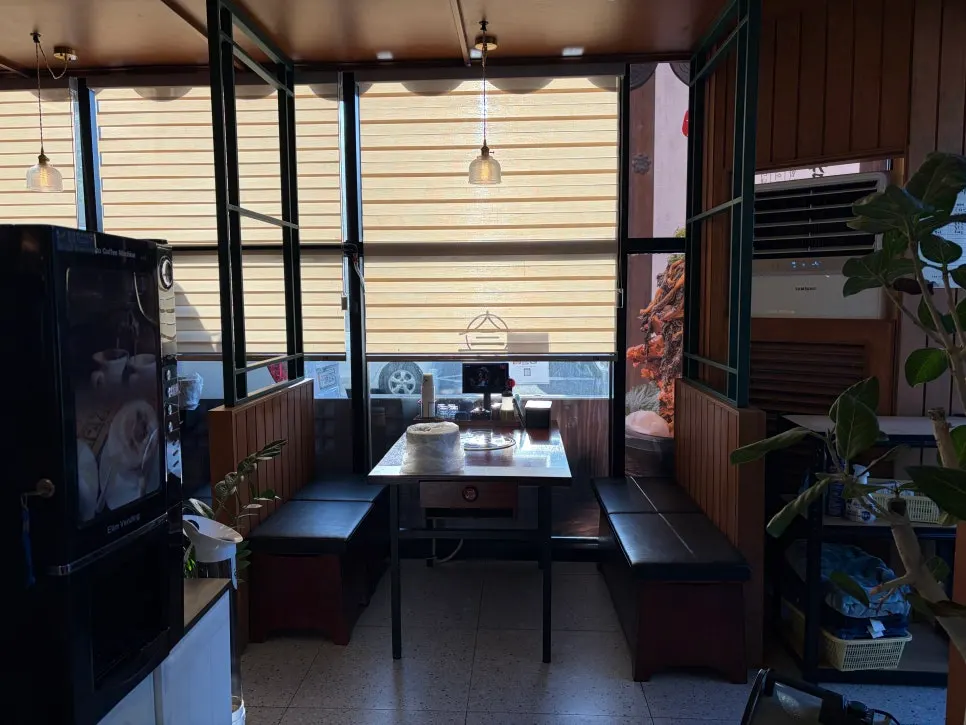 Neatly arranged restaurant tables