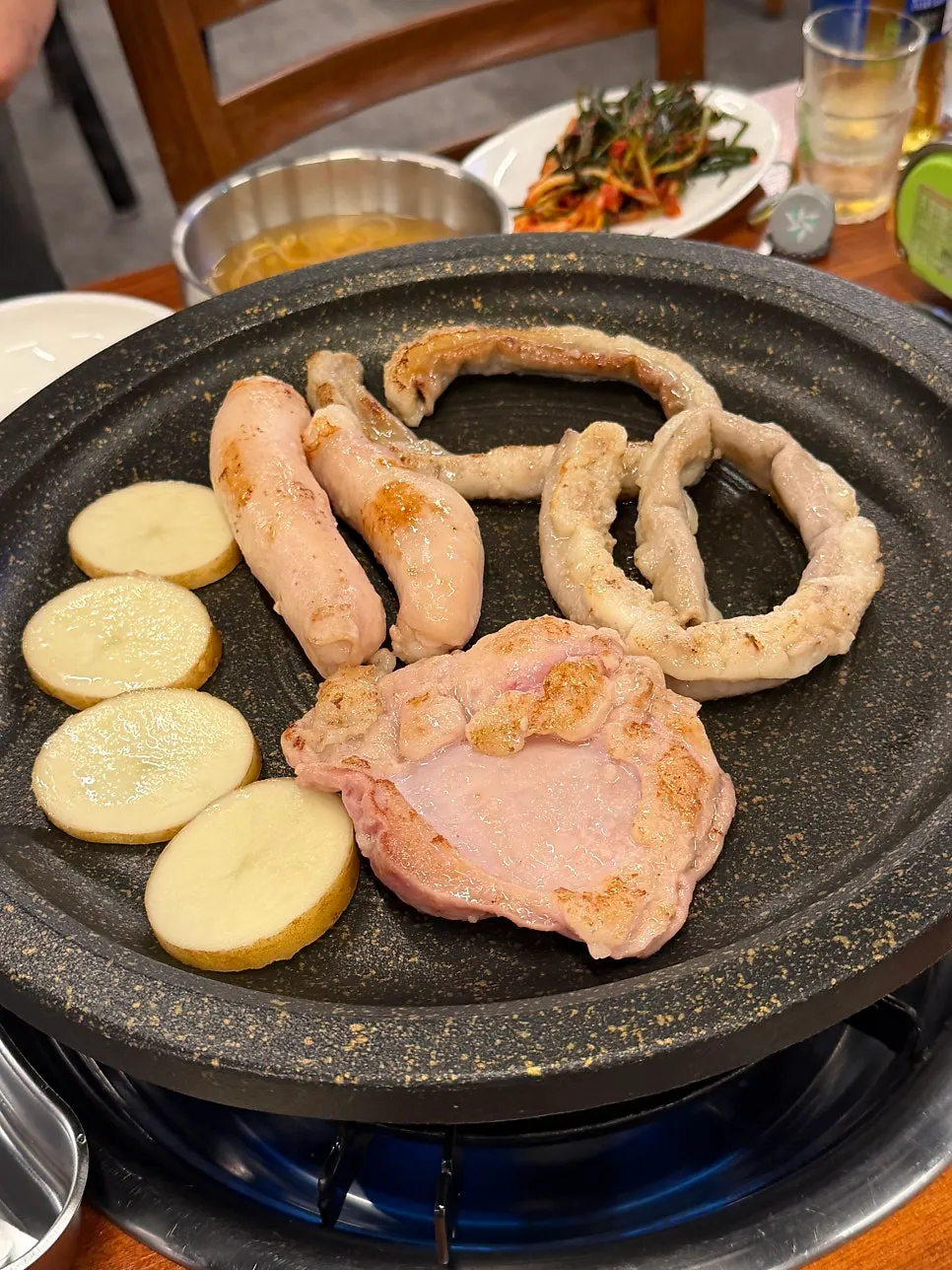 Makchang Ilbeonji Set A on the grill