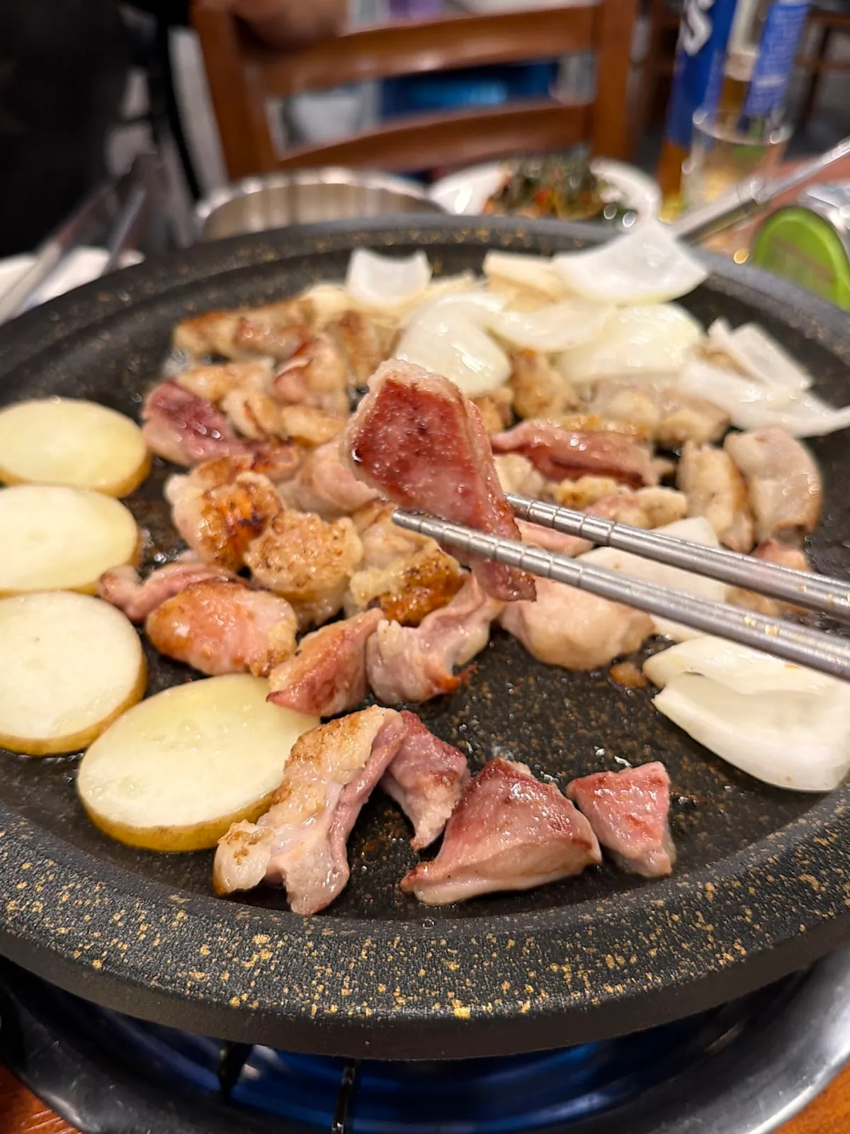 Close-up of fat-packed grilled beef gopchang