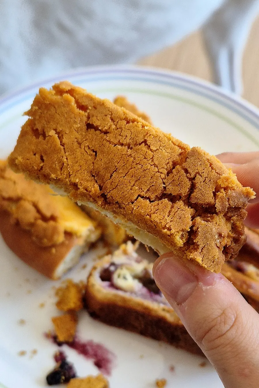 Cross-section of sweet potato cream cheese bread