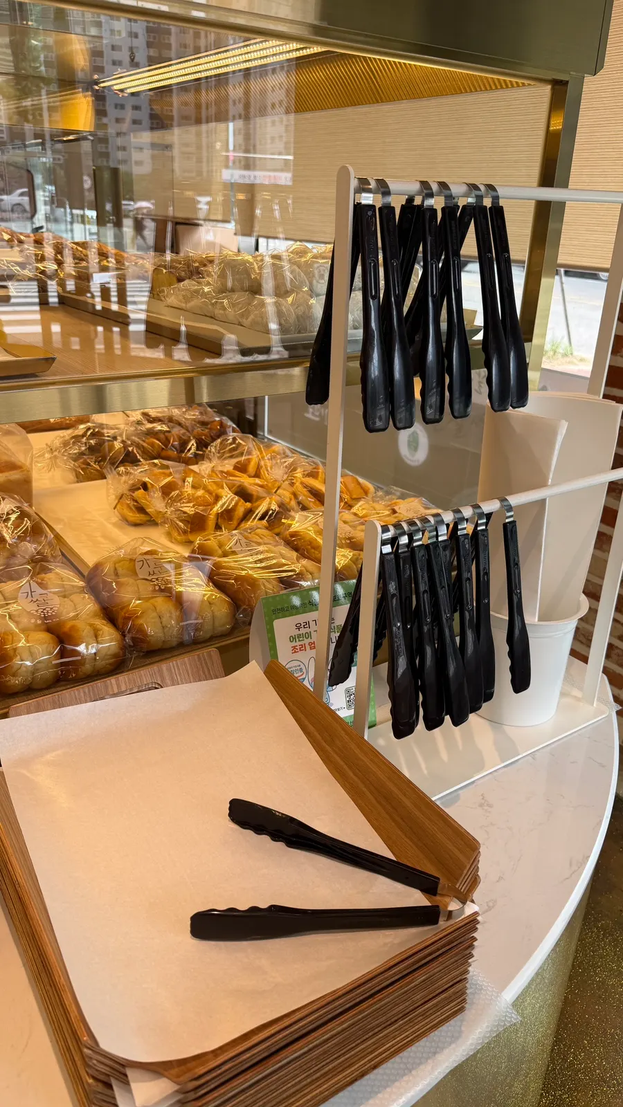 Inside Hongyun Bakery with bread on display