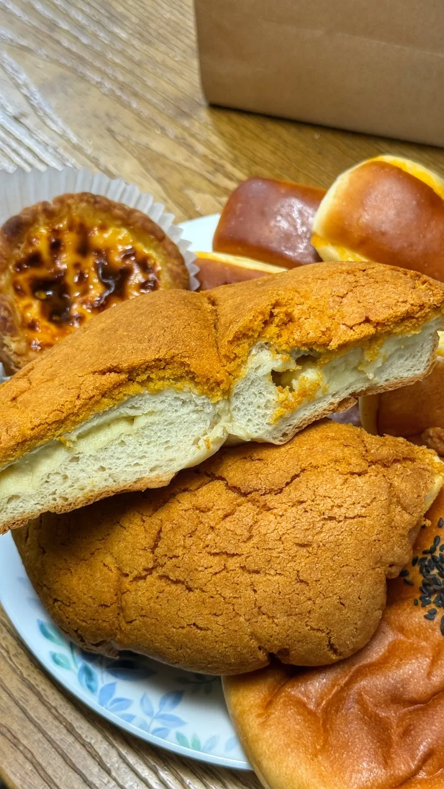 Bread filled generously with sweet potato cream