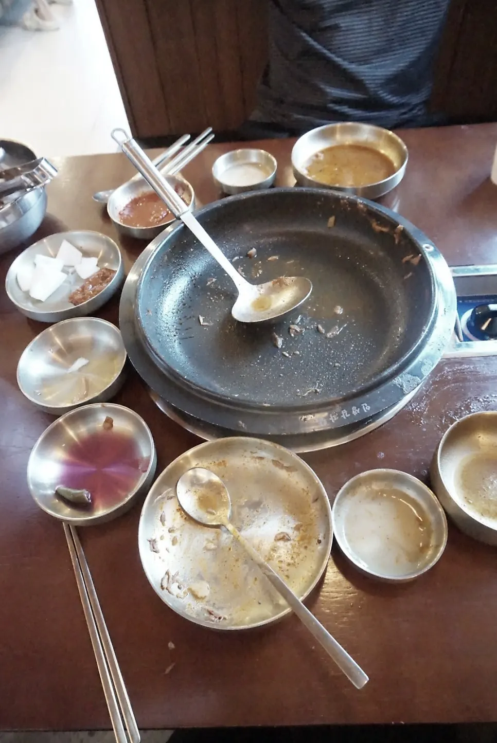Gamjatang pot emptied down to the last drop of broth