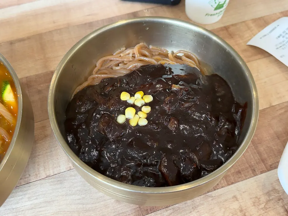 Jjambbong broth loaded with seafood