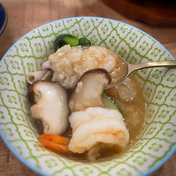 A bowl of Cheonhajeil-tang seafood scorched rice soup