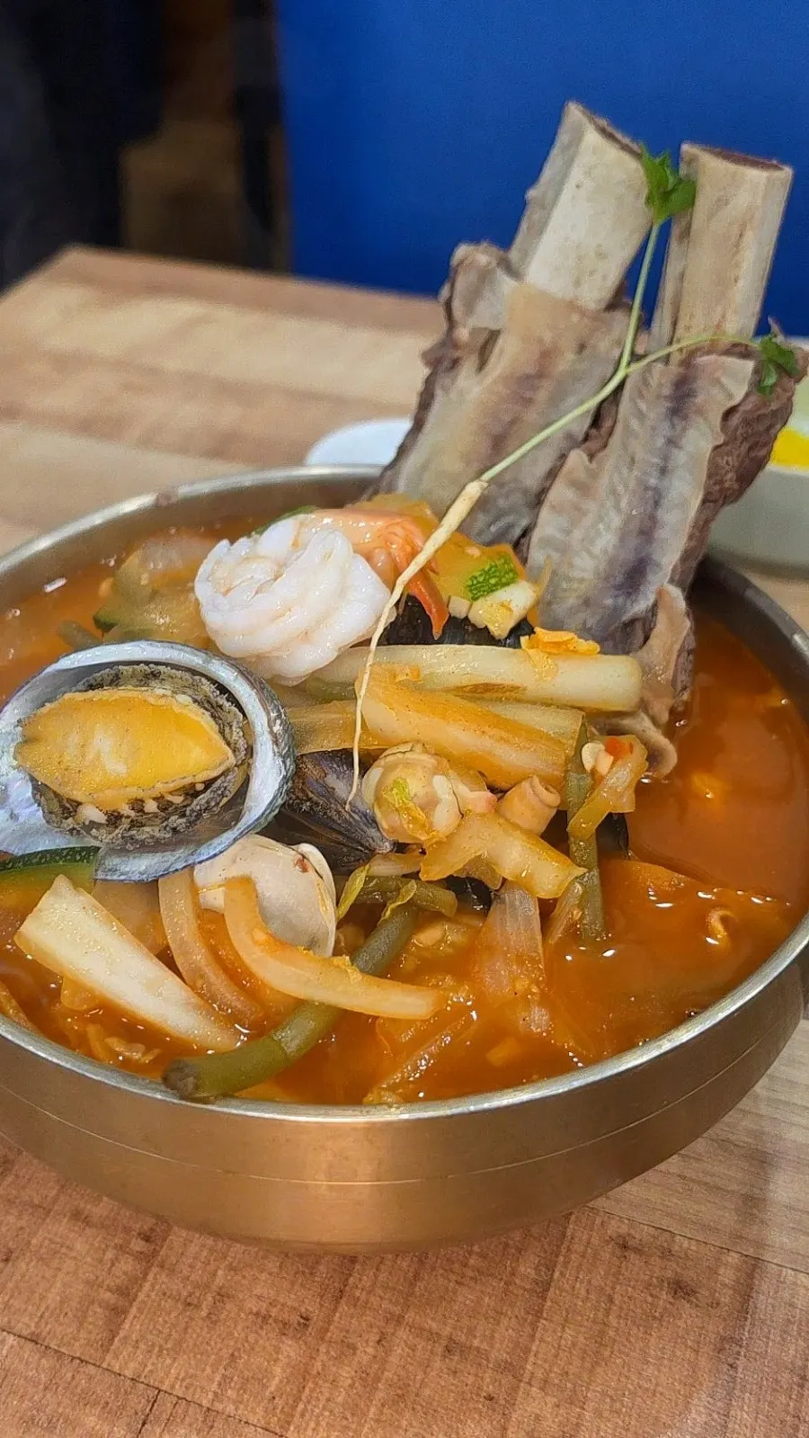 Ganalbi abalone jjambbong with house-made sanghwang mushroom noodles