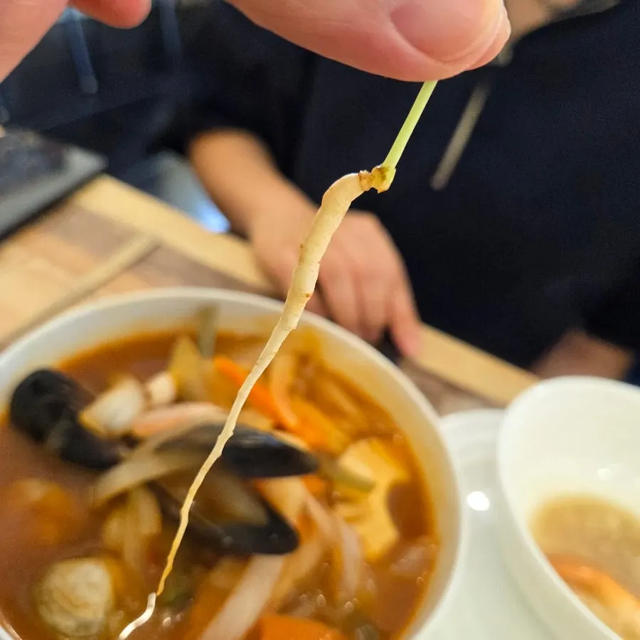 A bowl of slightly spicy jjambbong at Gupo Jjambbong