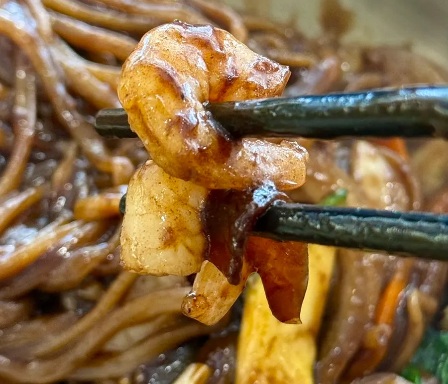 Seafood jjajang platter loaded with seafood