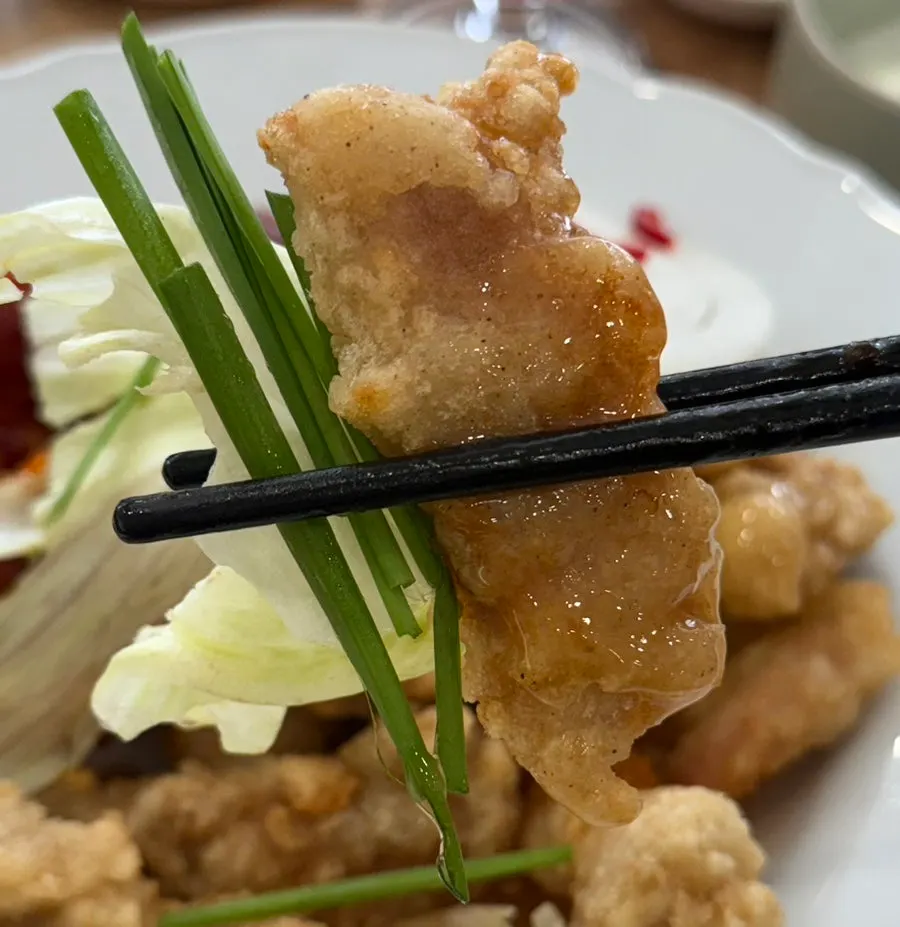 Half-and-half sweet and sour pork split into classic and Sichuan styles