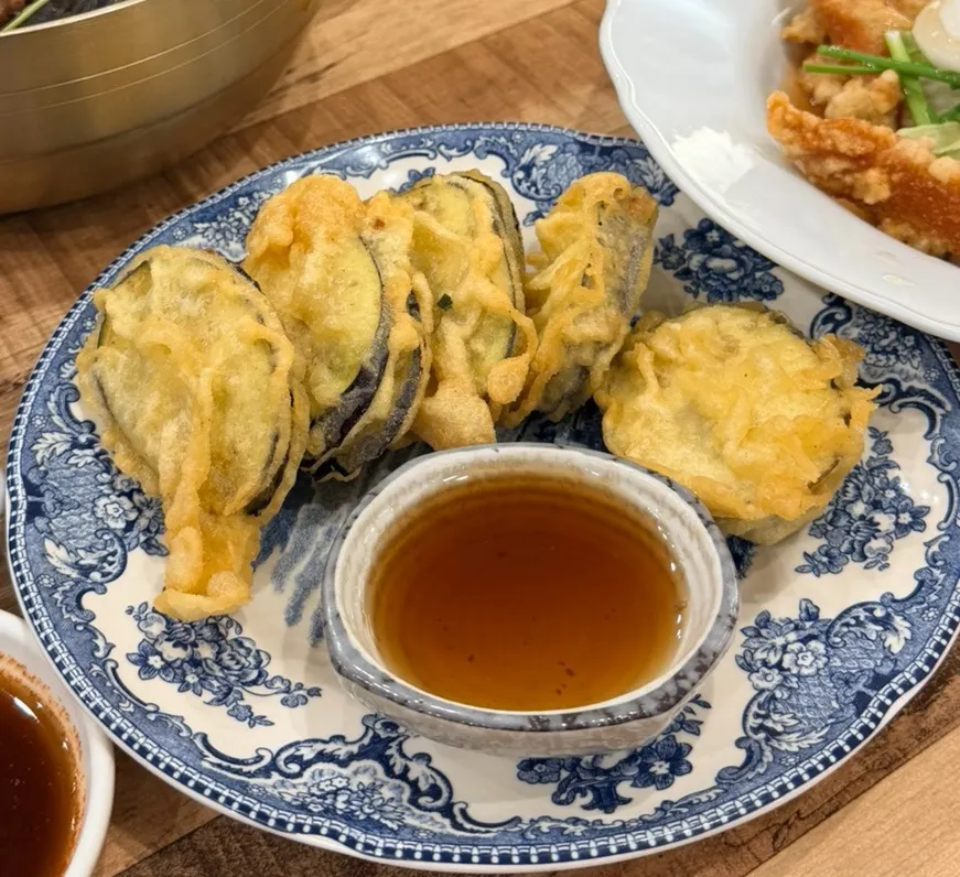 Golden fried eggplant mandu