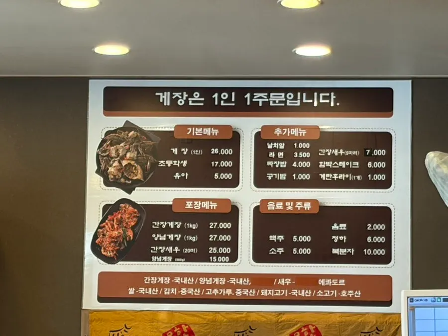 Menu board showing the unlimited crab pricing