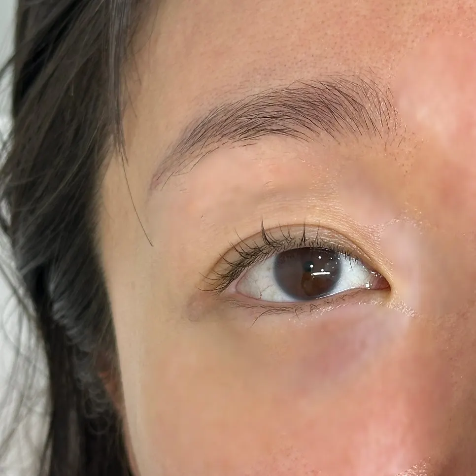 Mid-treatment during the lash lift