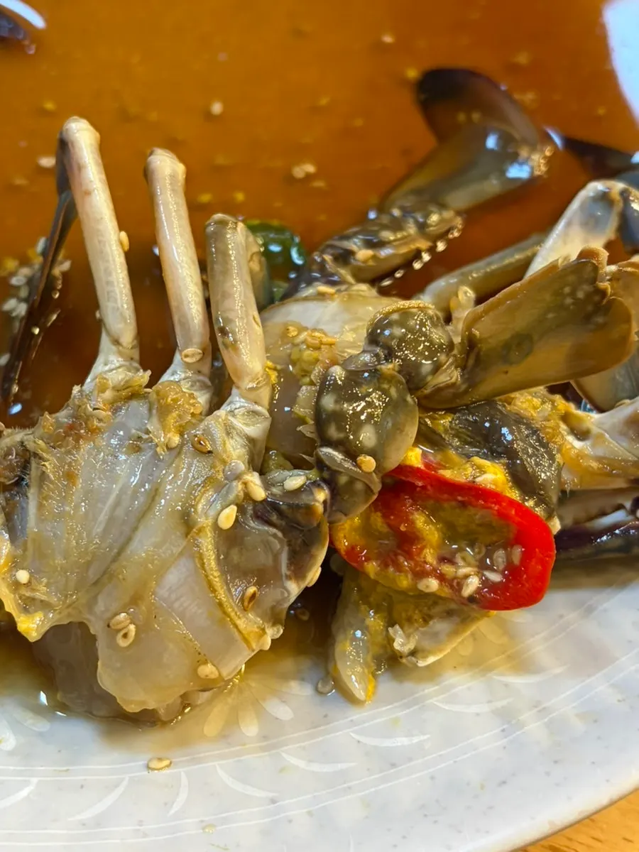 Spicy marinated crab packed with meat