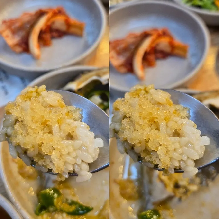Eating soy-marinated crab meat together with rice