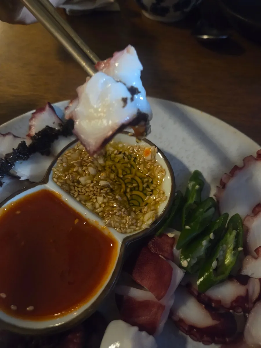 A final spread of food at Muje in Guri