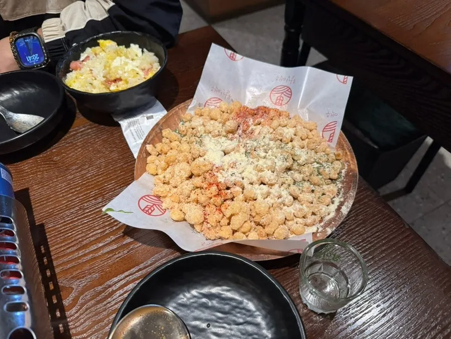 A plate of Monthly Beer's fried corn fritters