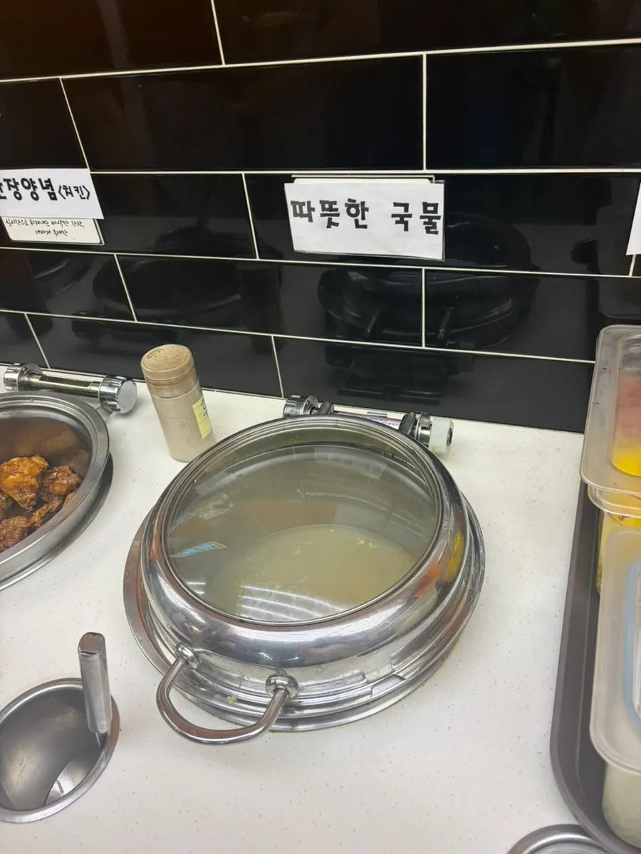 Sauce corner with ssamjang, garlic, kimchi, and more