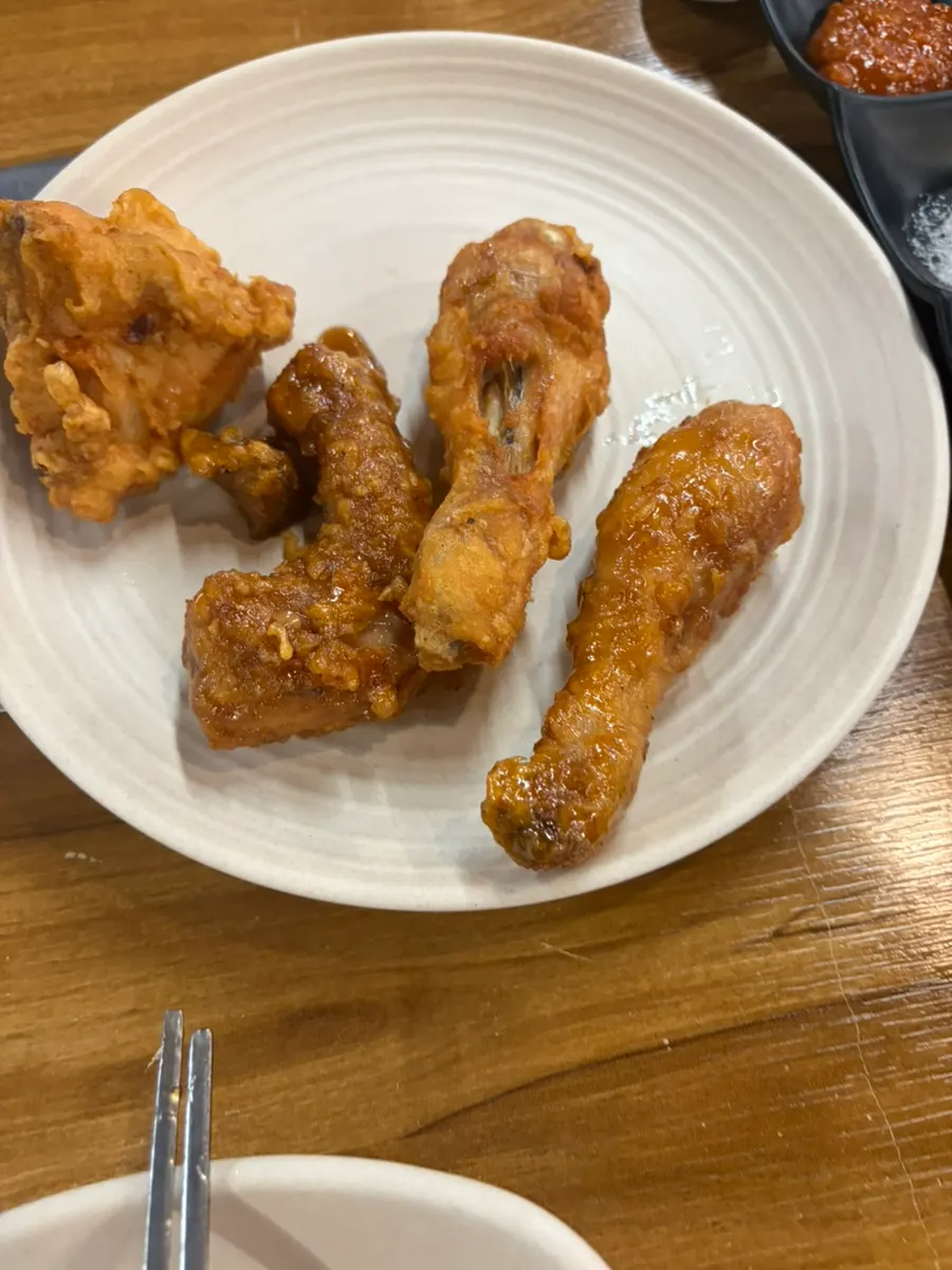 Fried and soy-marinated chicken with rice ball fixings corner