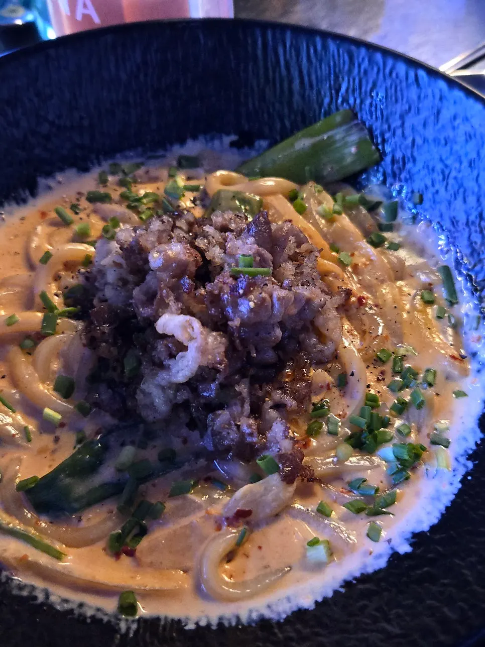 Cream udon and drink order