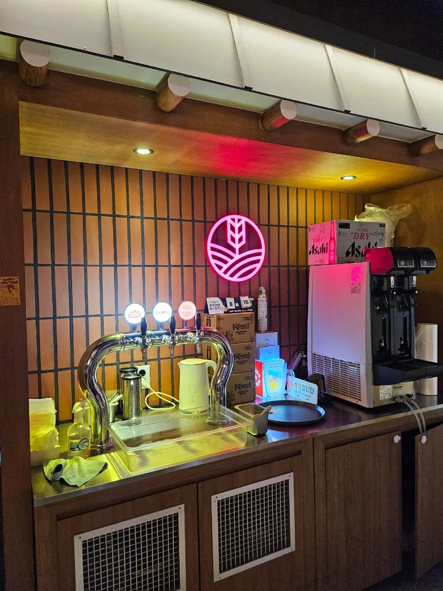 Bar area with domestic and imported draft beer dispensers
