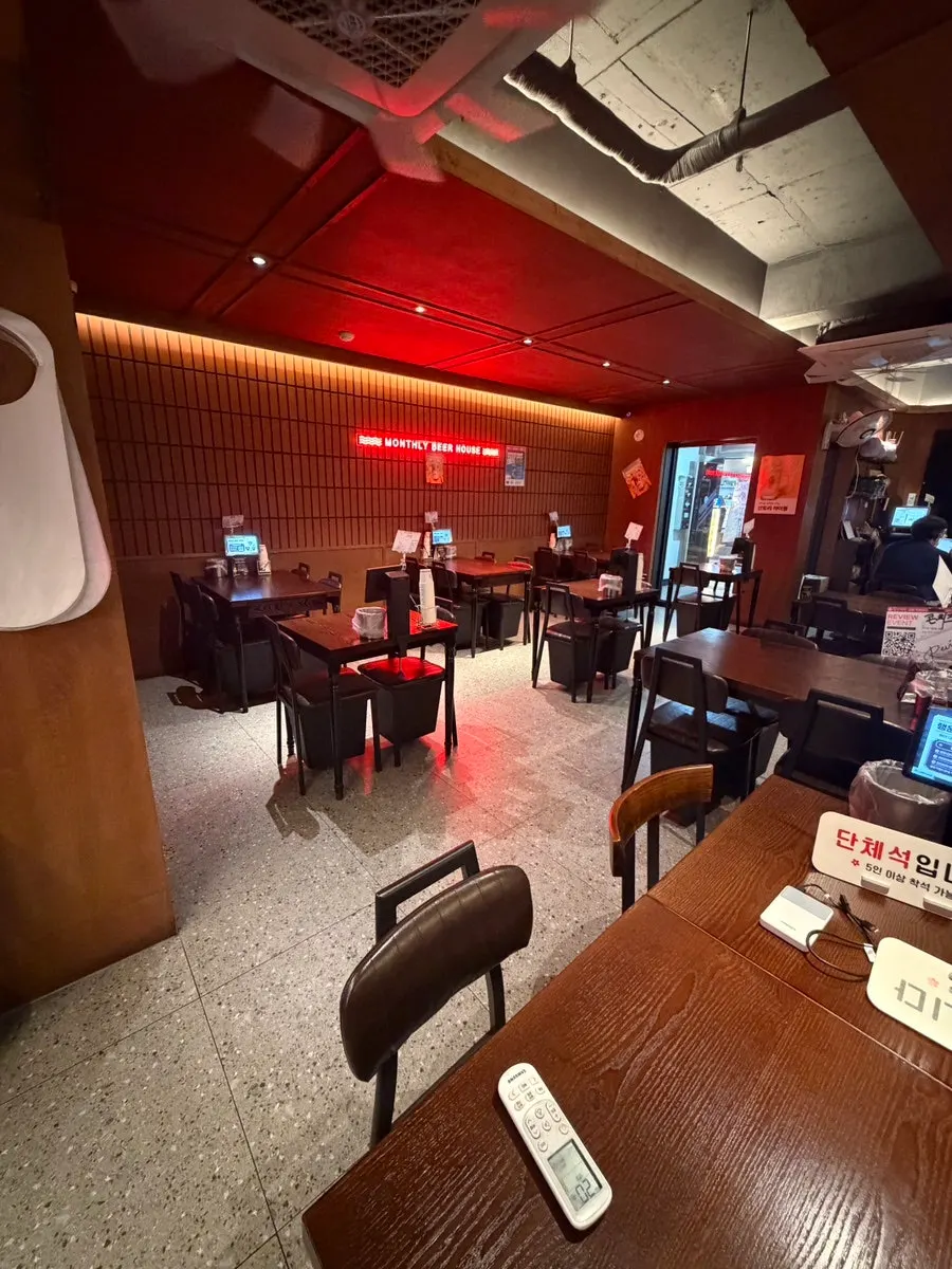 Hall seating with group tables at Monthly Beer Guro