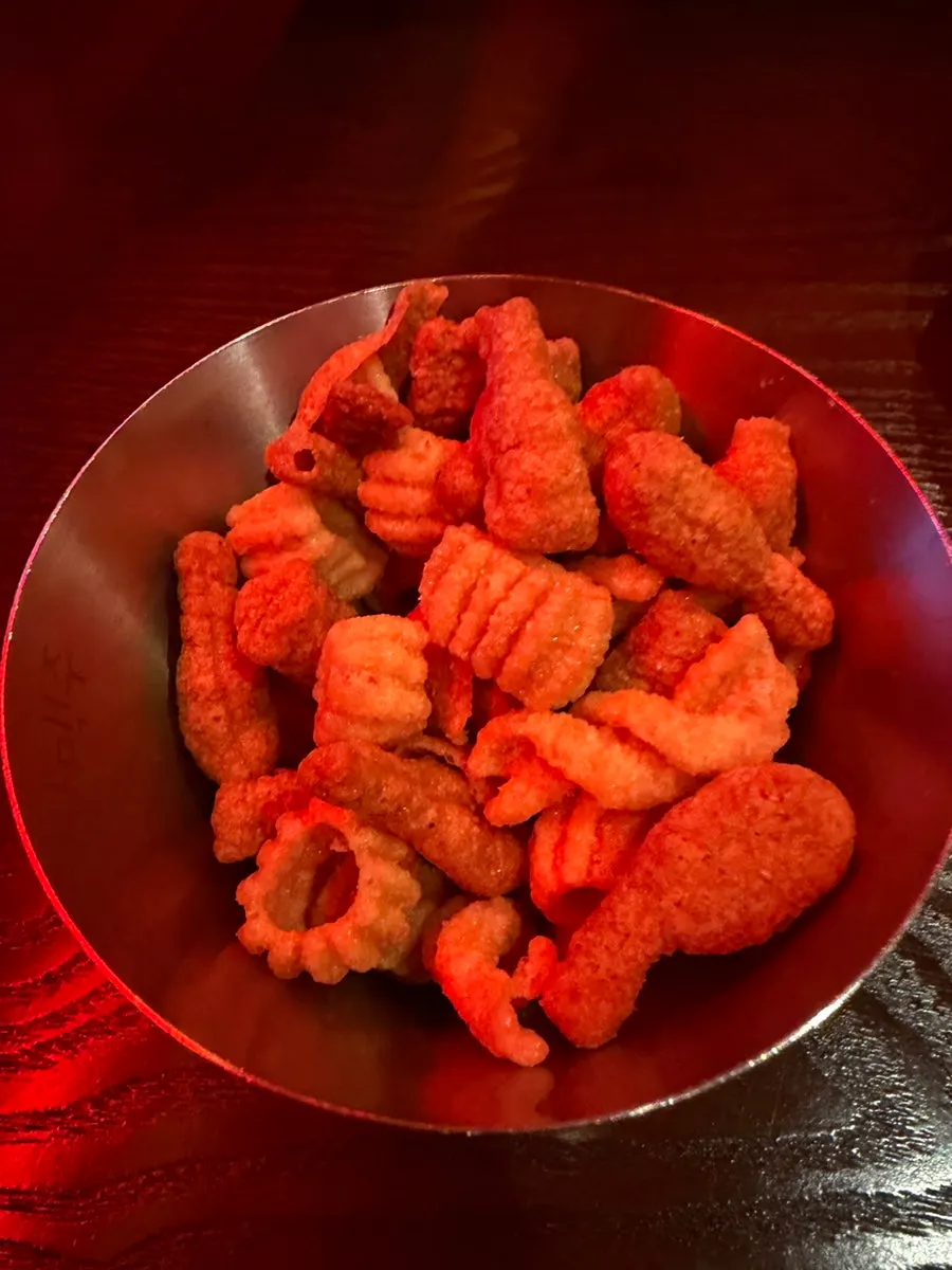 Basic snacks including jjanggu crackers, chicken drumstick chips and kkwabaegi twists