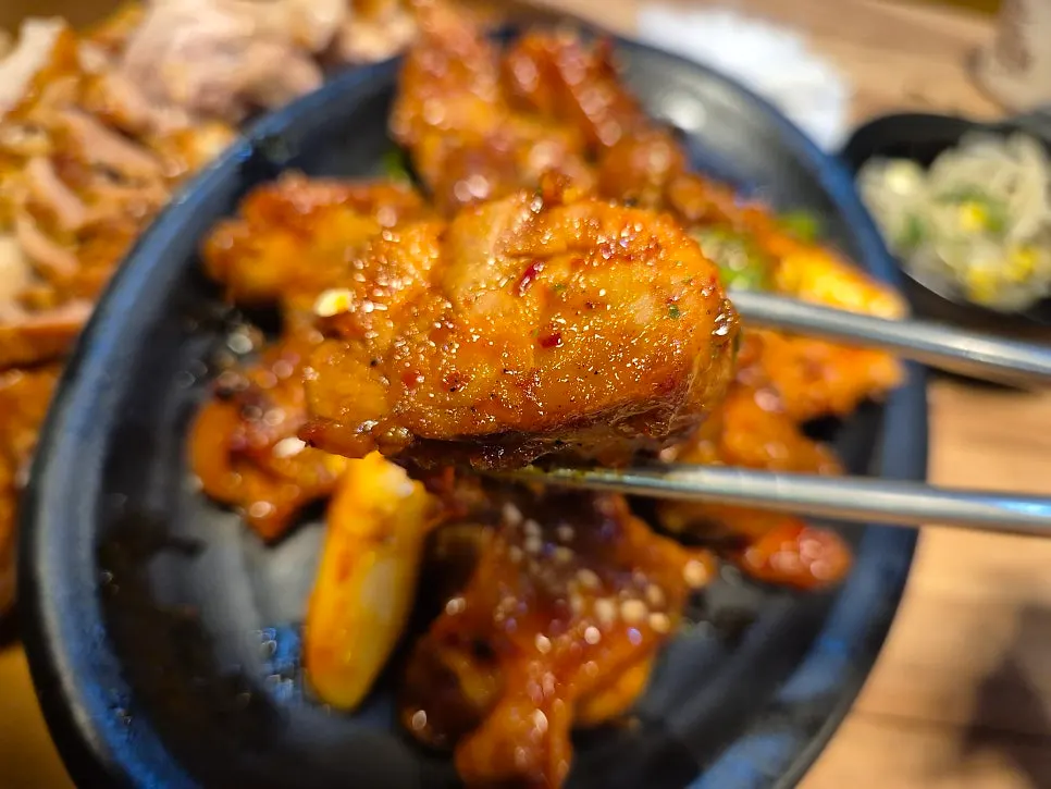 Spicy jokbal portion of the half-and-half plate