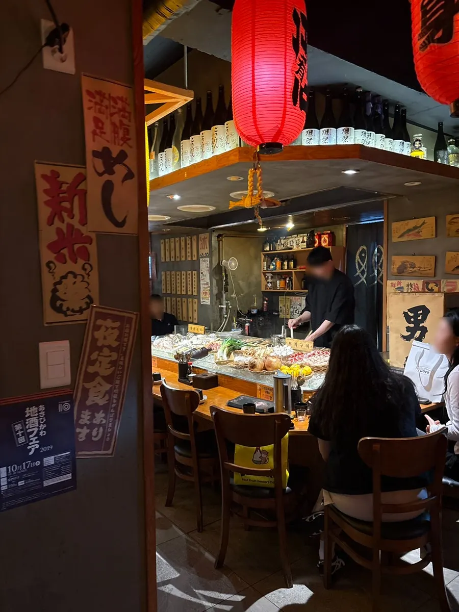Interior with a Japanese izakaya atmosphere