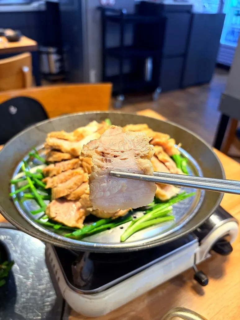야들야들한 보쌈 고기 클로즈업