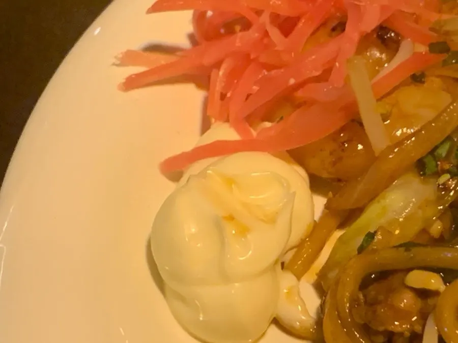 Yakisoba noodles with a side of ginger
