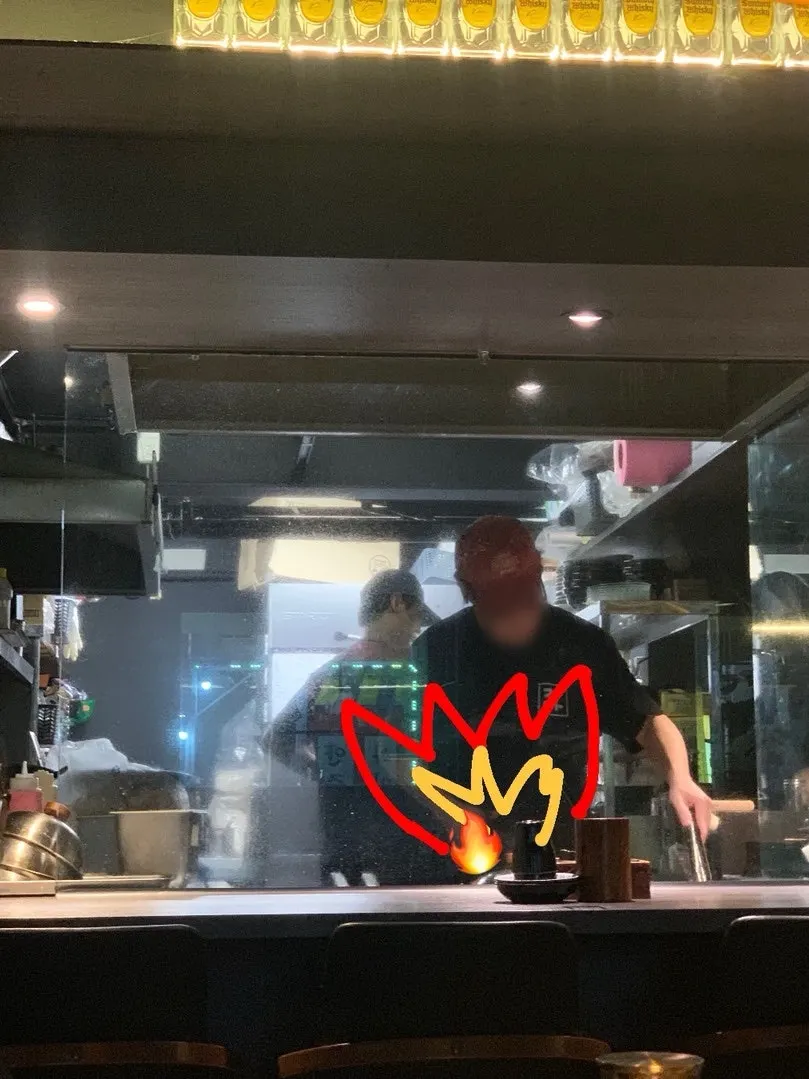 The writer's own hand-drawn depiction of the kitchen fire show