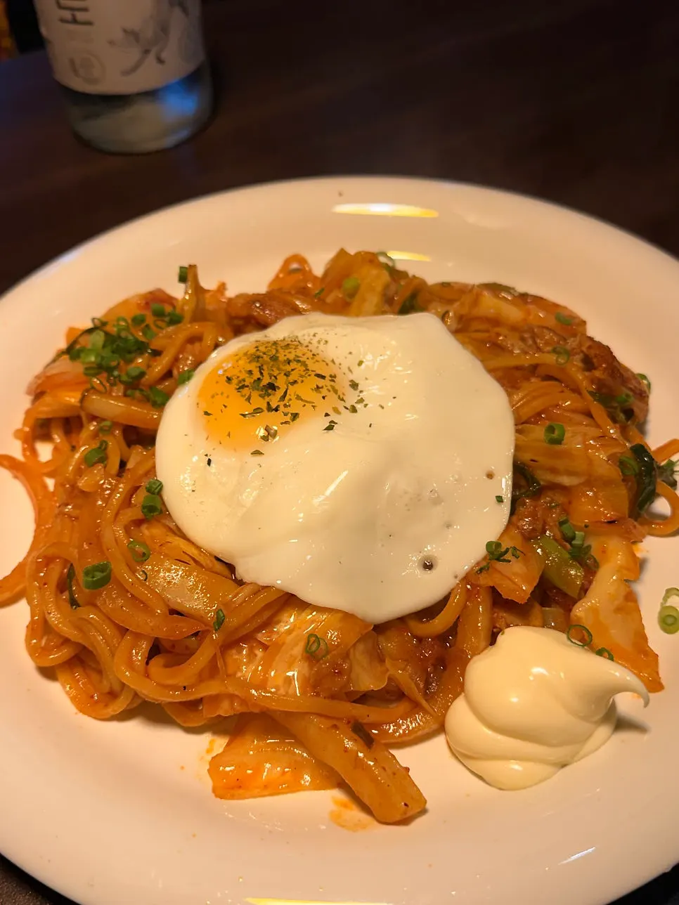 A plate of spicy karai yakisoba