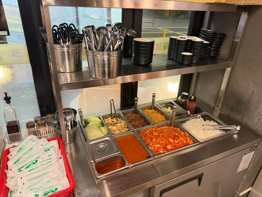 Meat aging room and self-service wrap vegetable bar