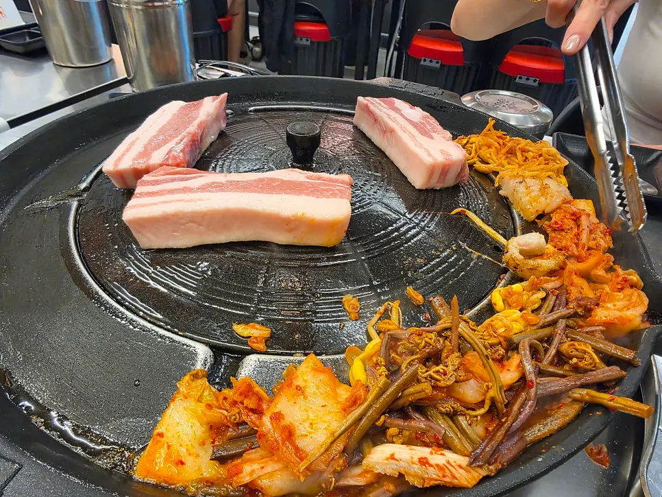 Plate of raw pork belly that was ordered