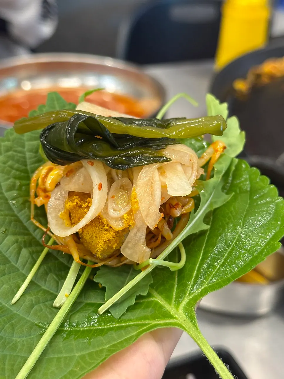 Meat wrapped in a wrap green