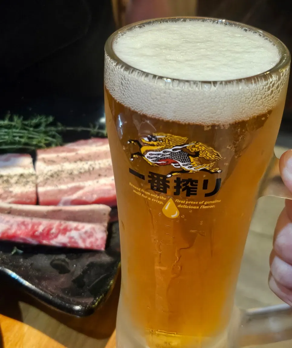 Drinks menu with draft beer and wine options